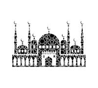 Autocollants muraux en papier adhésif Mosquée Voyage islamique Architecture arabe 48x76,4 cm Il ne tombera pas Grand Noir
