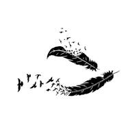 Autocollants muraux en plumes d'oiseaux pour la maison, le salon, décoration moderne, autocollant mural en vinyle, art mural en plumes volantes, nature-S-42x23cm-Black