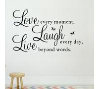 Autocollants muraux en PVC avec citations inspirantes « Live Every Moment Laugh Every Day Love Beyond » - Décoration d'intérieur - 65 x 40 cm
