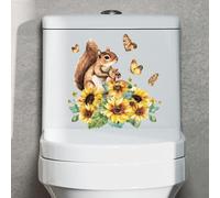 Autocollants muraux en PVC imperméable pour salle de bain Motif tournesol et écureuil 30 x 30 cm