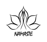 Autocollants muraux en PVC Motif fleur de lotus Namaste Mains Yoga 54x62,4cm Plusieurs options de taille Grand Noir