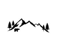 Autocollants muraux en vinyle à motifs de montagnes Sticker mural en vinyle pour chambre d'enfant Woodland Chambre d'enfant Montagnes Ours-S-14x42cm-Black