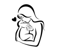 Autocollants muraux en vinyle Bébé et mère Famille Amour Maman Câlin Bébé avec amour 36x45,8cm Equipé d'un kit de film de transfert Petit Noir