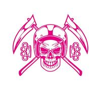 Autocollants muraux en vinyle Crâne Squelette Monstre Mort Crache Combattant 54x64.8cm Peut modifier et ajouter des informations Grand RoseRouge