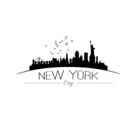 Autocollants muraux en vinyle de la ville de New York, silhouette de l'horizon de New York, décalcomanies murales pour la maison, le salon, le panneau de New York-S-28x57cm-Black