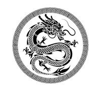 Autocollants muraux en vinyle Dragon chinois de style asiatique 36x36cm Plusieurs options de taille Petit Noir
