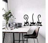 Autocollants Muraux En Vinyle, Jolis Trois Chats Noirs, Pour Bricolage, Décoration De Chambre D'animaux, Personnalité