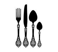 Autocollants muraux en vinyle pour cuillère, couteau, fourchette, couverts, cuisine, restaurant, décoration pour la maison-S-42x65cm-Black