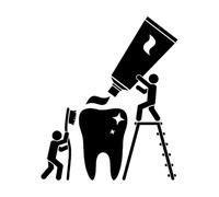 Autocollants muraux en vinyle pour dents de santé, pour salle de bain, nettoyage, dentiste, décoration murale, chambre d'enfant, salle de classe-S-34x42cm-Black