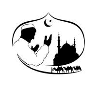 Autocollants muraux en vinyle prière islam musulman mosquée caravane arabe Sticker mural pour la maison Salon-XL-79x92cm-Black