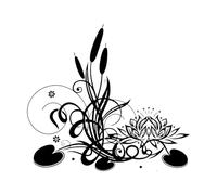 Autocollants muraux floraux de lotus Décoration de studio de yoga Fleur Reed Zen Stickers muraux en vinyle Salle de méditation Salon-S-28x30cm-Black