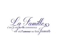 Autocollants muraux français avec citations de La Famille, décor de La Famille C'est là où la Vie commence, autocollant mural de cuisine-S-23x56cm-Dark Blue
