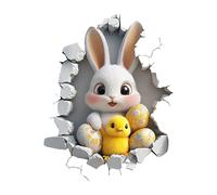 Autocollants Muraux & Fresques,Adhésif Cartoon en 2D | Autocollant Murale Pâques Design À Trou Motif Lapin Œuf | Pour Chambre Enfant Salle Jeu École Maternelle Décorations Pâques
