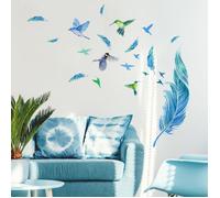 Autocollants Muraux - JORMFTTE - Plumes - Bleu - PVC - Décoration Contemporaine