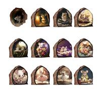 Autocollants Muraux Mignons avec Trou De Souris | 12 Pièces Souris dans Un Trou Stickers Muraux Drôles, PVC Drôle Adorable Peler Et Coller Souris dans Un Trou Décalcomanie, pour Bibliothèque Salon