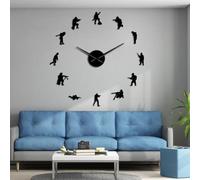 Autocollants muraux militaires à faire soi-même - Grande horloge murale de l'armée vétéran - Décoration d'intérieur - Montre murale sans cadre - Cadeau de jour de l'indépendance (noir, 68,6 cm)