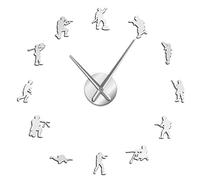 Autocollants muraux militaires soldats à faire soi-même - Grande horloge murale de l'armée de vétérans - Décoration d'intérieur - Montre murale sans cadre - Cadeau de jour de l'indépendance (argent
