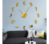 Autocollants muraux militaires soldats à faire soi-même - Grande horloge murale de l'armée vétéran - Décoration d'intérieur - Montre murale sans cadre - Cadeau de jour de l'indépendance (doré, 68,6 cm