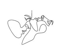 Autocollants muraux minimalistes pour couple, visage, dessin au trait, baiser esthétique, femme et homme, abstrait, personne, salon-XL-133x100cm-Black