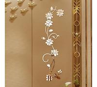 Autocollants muraux miroir 3D en rotin pour mur, porte, salon, chambre à coucher, décoration de salon (argent)