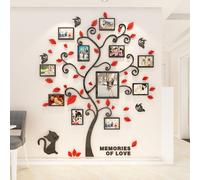 Autocollants Muraux Miroir Acrylique 3d,Cadre Photo Bricolage,Art De Salon,Décoration D'intérieur,Autocollants Muraux D'arbre Photo De Famille - Type Red-Xl About 1.5x1.9m