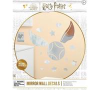 Autocollants muraux miroir Harry Potter Vif d'or - Produit sous licence officielle pour garçons et filles, autocollants décoratifs pour chambre à coucher pour tous les âges, vinyle argenté pour les