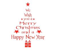 Autocollants muraux Nous vous souhaitons un joyeux Noël et une bonne année Autocollant de fenêtre Lettre Arbre Design Autocollant mural Stickers Fenêtre Porte Noël Maison Boutique Décorations Rouge