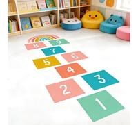 Autocollants muraux numérotés pour enfants avec grille carrée multicolore, construction en PVC, pour la maternelle, le salon, la crèche et les aires de jeux
