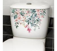 Autocollants muraux pour couvercle de siège de toilette, feuilles de plantes, fleurs, autocollants muraux pour salle de bain, feuilles vertes florales, décalcomanies pour abattant de toilette,
