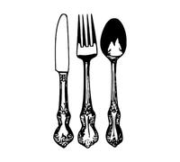 Autocollants muraux pour cuillère, couteau, fourchette, couverts, 3 pièces, argenterie, fourchette, cuillère, couteau, porte d'armoire, restaurant, café-S-31x56cm-Black