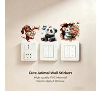 Autocollants muraux pour interrupteurs de la série d'animaux de bande dessinée, autocollants auto-adhésifs et imperméables pour embellir les prises, designs mignons de teckel/souris/panda, peuvent êtr