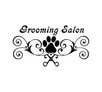 Autocollants muraux pour salon de toilettage, affiche en vinyle avec imprimé chien, décoration pour animalerie, ciseaux de toilettage pour animaux de compagnie, animalerie-S-23x42cm-Black