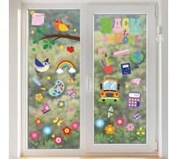 Autocollants Muraux Rentrée Scolaire Saison Livre Stylo,9PCS D'autocollants Statiques Double Face Pour Classe Pour La Rentrée Scolaire,Fenêtre Décalcomanies Imperméable Auto-Adhésif S'accrochent Peler