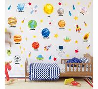 Autocollants muraux spatiaux pour enfants Stickers muraux Planètes de l'espace fusée Astronaute Stickers muraux Peel et Stick Décorations murales amovibles pour chambre d'enfant, chambre de bébé,