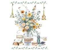 Autocollants Muraux Tournesol 3D Jaune, Stickers Muraux Fleurs Faciles à Poser et à Retirer, Papier Peint Adhésif Amovible DIY pour Salle de Bain, Chambre, Chambre de Bébé, Porte de Douche TV, Décorat