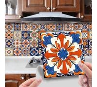 Autocollants muraux vintage en PVC pour décoration d'intérieur, cuisine, salon, salle de bain, imperméable, résistant à la décoloration, facile à appliquer et à enlever, 10 x 10 cm (C)