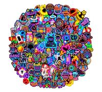 Autocollants Néon Drôles,100 PCS Autocollants Stickers en Vinyle Imperméable Style Cosy et Neon pour Scrapbooking Ordinateur Portable Valise Skate Moto Vélo Journaling et Plus
