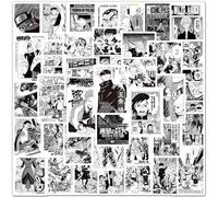Autocollants Noirs et Blancs, 100 Stickers Mélangés Noir Blanc d'Anime, Poster Manga, Collage Mural Anime, Décoration Anime, pour Skateboard Bouteilles Guitares Ordinateur, Adultes Enfants