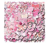 Autocollants nœud rose, autocollants nœud pour bouteilles d'eau - Autocollants pour ordinateurs portables, esthétiques à nœuds roses imperméables, 110 pièces, pour bouteille d'eau, ordinat