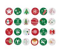 Autocollants Numéros pour Calendrier de l'Avent - Chiffres 1-24 Étiquettes Rondes Pour Fêtes,Autocollants Pour Cartes Laptop Téléphone Gourde Valise Enveloppes Skateboard | Décoration