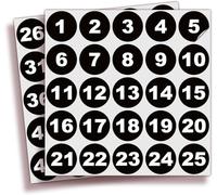 Autocollants numérotés consécutifs noirs en vinyle de 3,8 cm pour inventaire, stockage, organisation, boîtes, bacs, boîte à outils, casiers, intérieur/extérieur