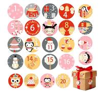 Autocollants Numérotés Pour Calendrier De L'Avent | Étiquettes De Compte À Rebours 24 Jours Avec Marqueur | Décorations Fêtes De Noël Carte Vœux Écrin Boîte | Personnalisation
