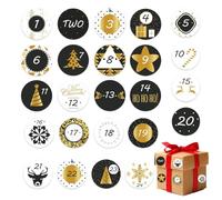 Autocollants Numérotés pour Décompte | Calendrier de l'Avent Festif 24 Jours - Décorations en Décalcomanies | Étiquettes Décoratives pour les Fêtes de Noël | pour Emballages Cadeaux, Sachets
