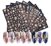 Autocollants Ongle 3D - Noël - 8pcs - Flocon de Neige - Bonhomme de Neige - Élan DIY