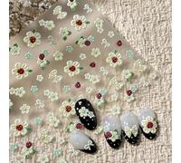 Autocollants Ongles 3D Fleurs Été Autocollants Ongles 3D Fleurs | Motifs fleurs d'été et coccinelles, effet 3D élégant, design charmant pour manucure douce