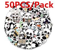 Autocollants Panda Dessin Animé Animal Mignon, Étiquette De Bagage, Skateboard, Cool, Bricolage, Graffiti, Étanche, Amusant, Jouet Pour Enfant, 50 Pièces/Paquet