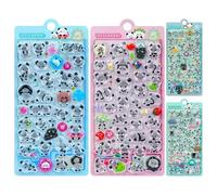 Autocollants panda gonflés - Petit ensemble adhésif en forme d'animal de dessin animé, ornements d'illustration en relief doux encourageant la conception ludique de scrapbooking et les projets artisti