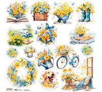 Autocollants Papier Scrapbooking - ScrapLove - Printemps 4 Fleurs Couronnes