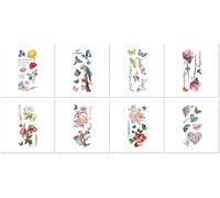 Autocollants Papillon Et Fleur 3D Temporaires, Imperméables Et Imprimés En Couleur 90 * 190mm