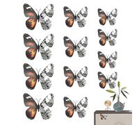 Autocollants Papillons 3D,12 Pièces Autocollants Squelette pour Mur | Fenêtre Halloween Déco Chambre Maison Salon